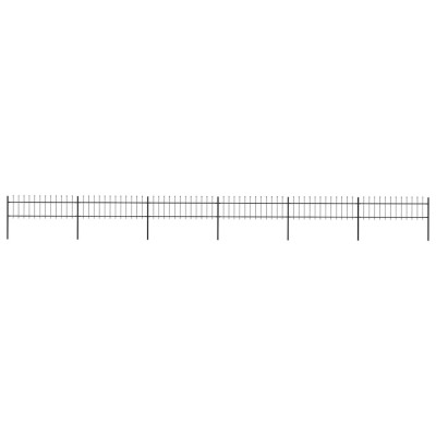 vidaXL Gard de grădină cu v&amp;acirc;rf suliță, negru, 10,2 x 0,6 m, oțel foto