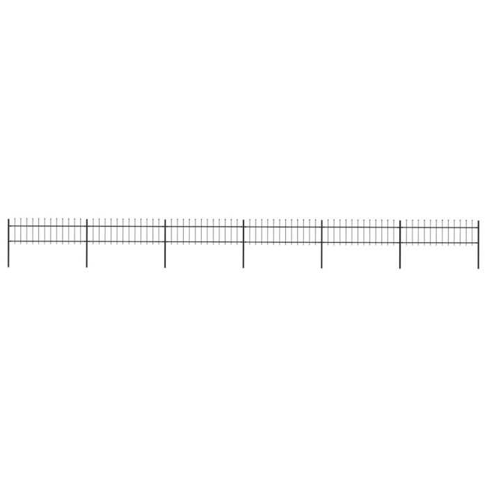 vidaXL Gard de grădină cu v&acirc;rf suliță, negru, 10,2 x 0,6 m, oțel