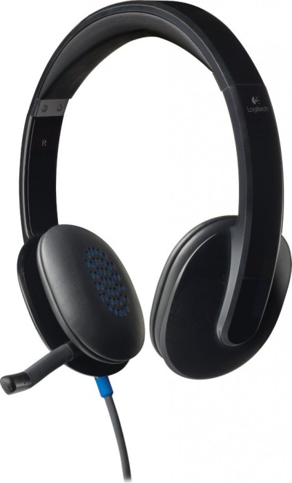 CASTI Logitech, &quot;H540&quot;, cu fir, standard, utilizare multimedia, call center, microfon pe brat, conectare prin USB 2.0, negru, &quot;981-000480&quot;, (timbru ve