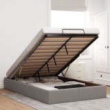 vidaXL Cadru de pat otoman fără saltea Taupe 120x190 cm țesătură 3310865