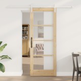 Ușă glisantă vidaXL cu set de accesorii &#039;ORKDAL&#039;lemn solid &amp; sticlă, Ușă interioară vidaXL cu sticlă &#039;ORKDAL&#039;78x202x4 cm lemn solid de pin