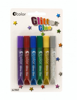 Set 6 flacoane lipici glitter colorat foto