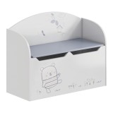 Cumpara ieftin Cutie depozitare Mobikon Bear MDF Alba 69.3x29.3x54.3 cm cu Bancuta pentru Sedere