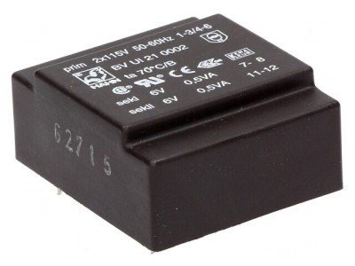 Transformator &amp;icirc;ncapsulat 1VA 115V 6V PCB foto