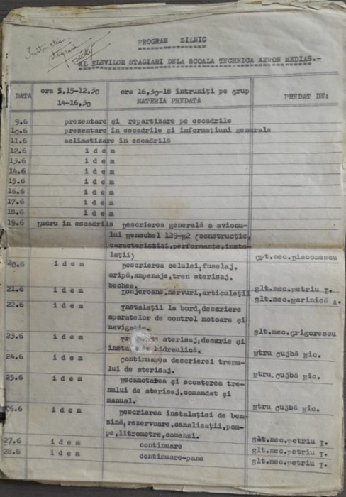 1944 iul-aug aviatie Programa stagiari AERON MEDIAS Henschel 129 WWW II armată