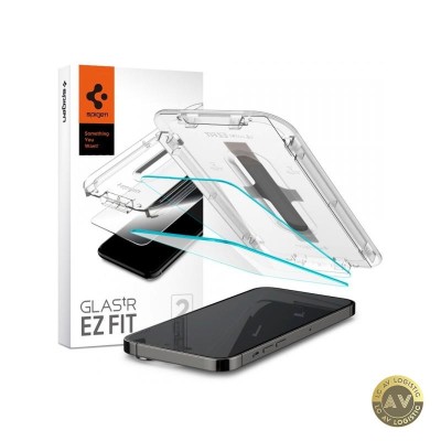 Folie de protectie Ecran Spigen EZ FIT pentru Apple iPhone 14 Pro Max Sticla securizata Full Glue Set 2 bucati AGL05202 foto