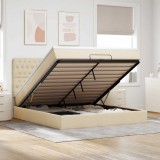 VidaXL Cadru de pat otoman cu saltea crem 160x200cm stofa 3314105