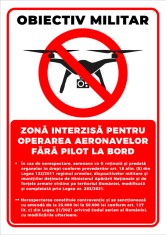 Semn obiectiv militar zone interzise pentru operarea aeronavelor fara pilot la bord foto