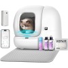 Litiera smart cu autocuratare PetKit Pura Max 2 pentru pisici, Capacitate 7L, Alb, Afisaj LED, Bluetooth, WiFi