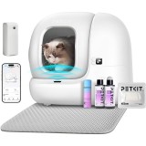 Litiera smart cu autocuratare PetKit Pura Max 2 pentru pisici, Capacitate 7L, Alb, Afisaj LED, Bluetooth, WiFi