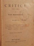 Titu Maiorescu, Critice 1867-1892 Vol. II, 1892, Bucuresti, Legatorie Originala, Carte Veche