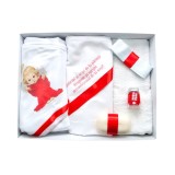 Trusou Botez, 6 Piese cu Text Imprimat "Radacini si aripi", Rosu, Inger- TB166