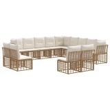 vidaXL Set de canapele de exterior cu pernă 13 pcs Alb Natural și Crem 3437602