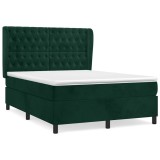 Cumpara ieftin Pat box spring cu saltea, verde inchis, 140x190 cm, catifea