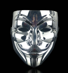 Masca Guy Fawkes / V for Vendetta - Anonymous plastic argintie foto