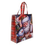 Sacosa reutilizabila din PP cu model Mos Craciun si Om de Zapada, 34x14x38cm, CMCLASS