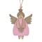 Ornament Brad Crăciun, Ingeraș Lemn, Culoare Roz și Bej șampanie, 11cm