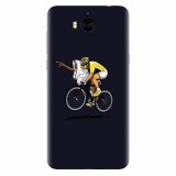 Husa silicon pentru Huawei Y6 2017, ET Riding Bike Funny Illustration