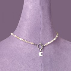 Colier la baza gatului din piatra lunii cu pandantiv luna