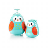 Set troler copii de vacanta ABS si Ghiozdan, Owl, 46 cm, Heys