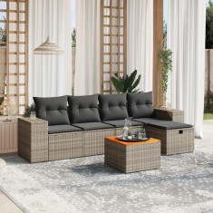 vidaXL Set mobilier gradina cu perne, 6 piese, gri, poliratan foto
