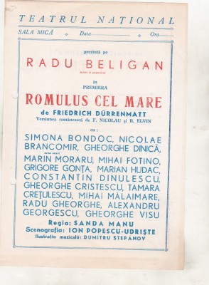 bnk div Afis mic - Teatrul National - Romulus cel Mare foto
