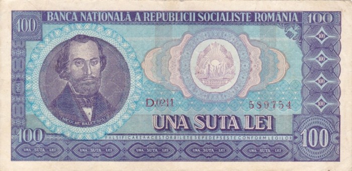 ROMANIA 100 lei 1966 VF!!!
