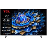 Televizor Smart QLED TCL 75T69C, 189 cm, Ultra HD 4K, Google TV, Clasa F, Smart TV