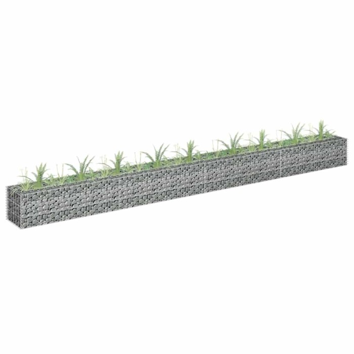 vidaXL Strat &icirc;nălțat gabion, 360 x 30 x 30 cm, oțel inoxidabil