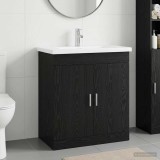 Cumpara ieftin Set de mobilier pentru baie Stejar Negru 81 x 40 x 84,5 cm