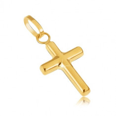 Pandantiv din aur - cruce latină mică, luciu de oglindă