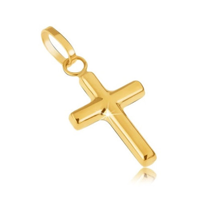 Pandantiv din aur - cruce latină mică, luciu de oglindă foto