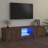 VidaXL Comodă TV cu lumini LED, stejar maro, 140x40x35,5 cm