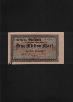 Germania 1000000 marci mark 1923 Munchen Staatsbank seria834265 uzata foto