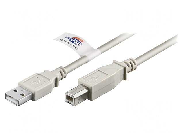 Cablu USB 2.0 A-B 2m Gri 480Mbps