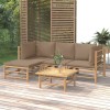 VidaXL Set mobilier de grădină cu perne gri taupe, 5 piese, bambus 3155114