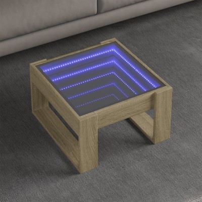 vidaXL Măsuță de cafea cu LED infinity, stejar sonoma, 50x53x30 cm foto
