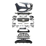 Set bara fata Mercedes CLA-Class, 04.20, cu / fara capac senzor parcare, cu 6 gauri senzori parcare; grunduit, de vopsit; type A45 AMG; cu grile, cu