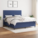 VidaXL Pat box spring cu saltea, albastru, 180x200 cm, material textil