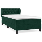 Cumpara ieftin Pat box spring cu saltea, verde inchis, 80x200 cm, catifea