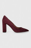 BOSS tocuri din piele intoarsa Janet Pump 90 culoarea bordo, cu toc drept, 50503640