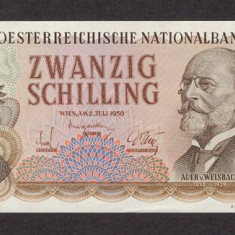 AUSTRIA █ bancnota █ 20 Schilling █ 1956 █ P-136 █ UNC █ necirculata