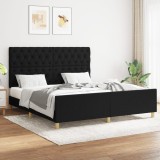 vidaXL Cadru de pat cu tăblie, negru, 160x200 cm, textil
