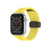 Curea compatibila Apple Watch, pentru Ultra, Ultra 2, SE, 9/8/7/6/5/4/3/2/1 - 42/44/45/49MM, Inchidere Magnetica, Silicon Band, LUVLU&trade;, Galben