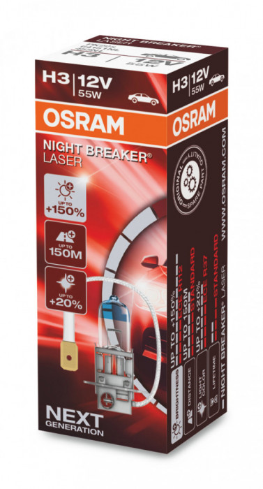 Set Becuri H3 Osram Night Breaker Laser 150, 2 buc