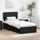 Cumpara ieftin Cadru de pat cu sertar Negru 90 x 200 cm Lemn prelucrat