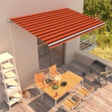 Cumpara ieftin Copertină retractabilă manual, portocaliu &amp; maro, 450 x 300 cm