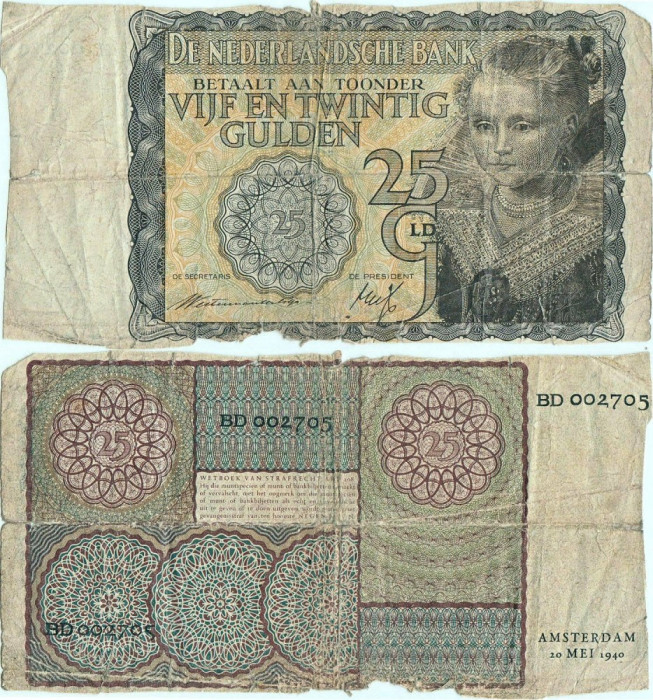 1940 ( 20 V ) , 25 gulden ( P-57 ) - Țările de Jos