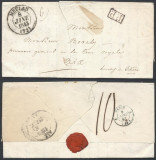 France 1843 Postal History Rare Stampless Cover + Content Meulan Aix D.1062