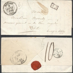 France 1843 Postal History Rare Stampless Cover + Content Meulan Aix D.1062